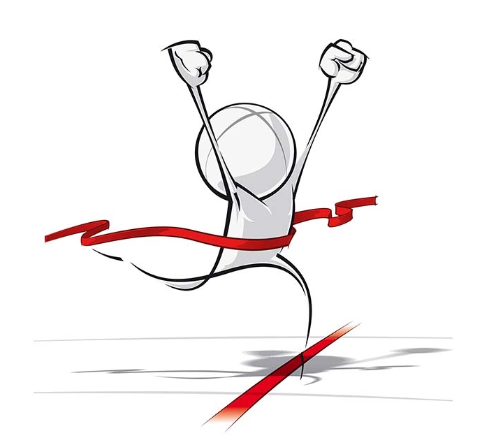 Figure crossing finish line